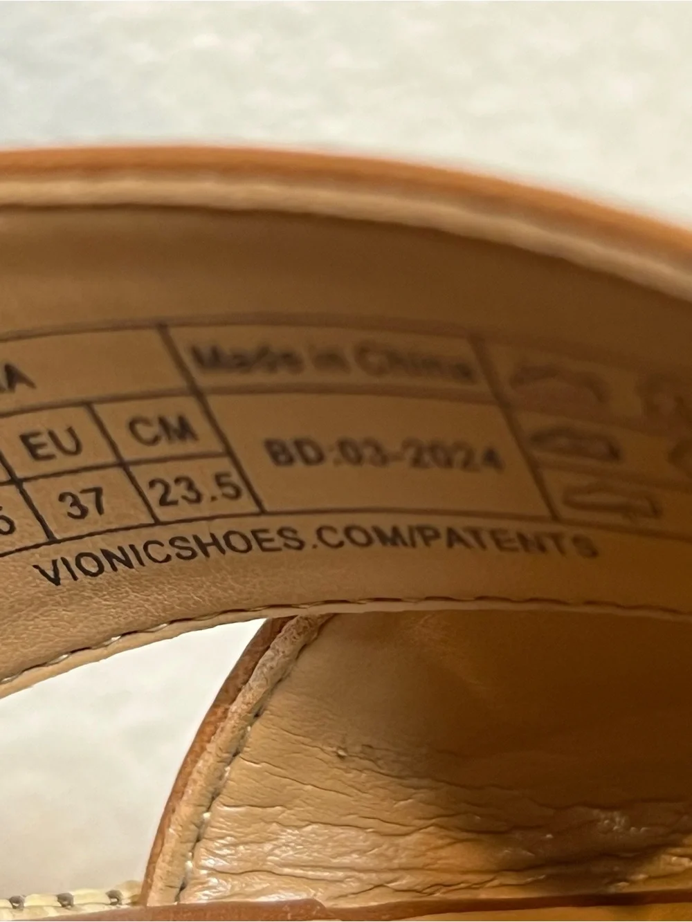 Vionic Tan Leather Espadrille Wedge Sandals with Ankle Strap